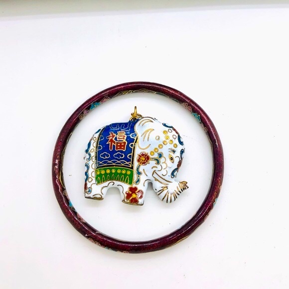 Vintage Cloisonne Elephant Pendant & Bangle - Picture 13 of 14